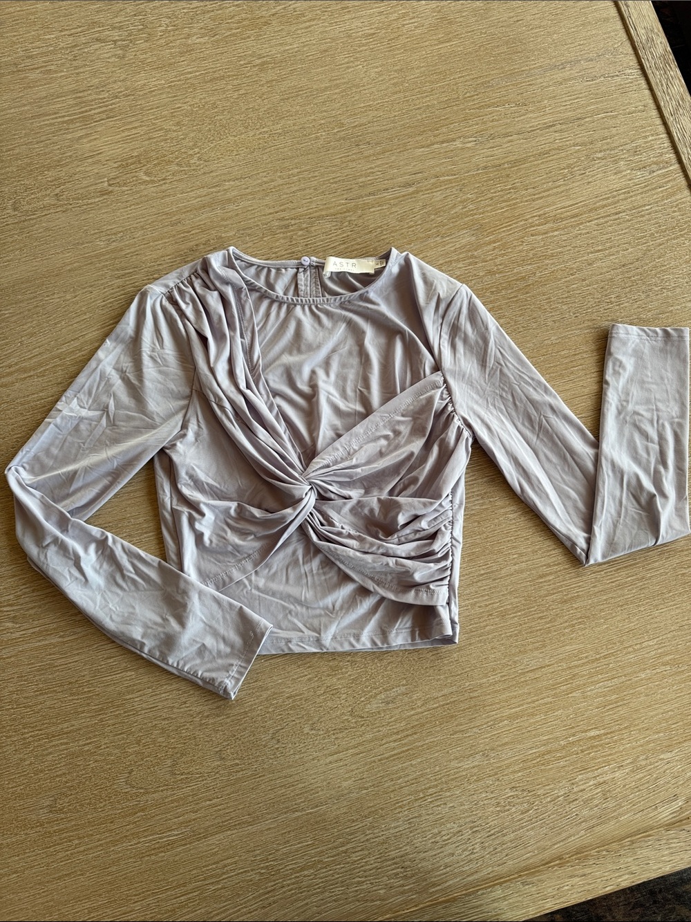Astr Twist-Knot Long Sleeve Top in Dusty Lavender